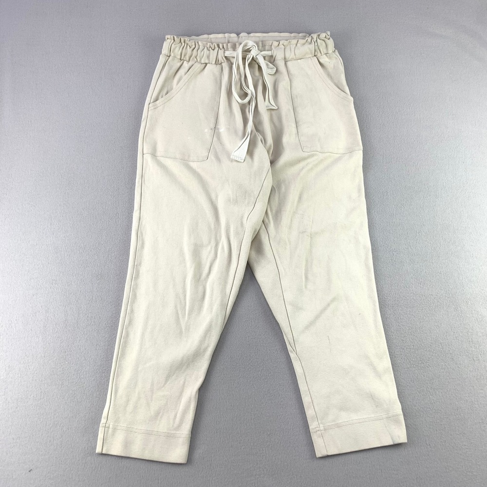 FP Beach Free People Jogger Pants Women M Beige Casual Drawstring Lounge USA